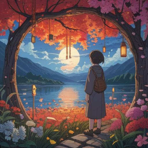 A serene scene depicting a person reflecting on memories of a loved one who has passed away, surrounded by uplifting symbols like blooming flowers, gentle sunlight filtering through trees, a peaceful smile as they engage in a fortunate activity, such as planting a seed, vibrant colors, hopeful atmosphere, emotional connection, detailed background, representing healing and positivity, 4k