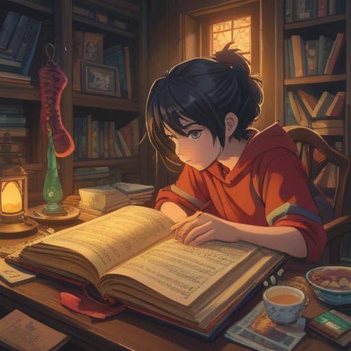 A serene and reflective scene depicting a person looking at a photo album filled with memories of a loved one, soft sunlight filtering through a window, gentle expressions of nostalgia, a cozy room filled with mementos, a sense of peace and closure, personal growth through remembrance, warm color palette, inviting atmosphere, 4k