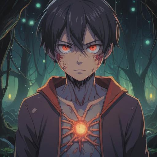 An eerie scene depicting unexplained wounds on a person's skin, mysterious glow surrounding the wounds, shadowy figures in the background symbolizing spiritual presence, surreal atmosphere, introspective expression on the character's face, contrasting light and darkness, intricate details, high-resolution.