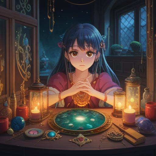 A mystical scene depicting a collection of lucky jewelry, glowing softly in a dimly lit room, featuring ornate designs and sparkling gemstones, surrounded by healing herbs and crystals, a gentle light illuminating the atmosphere, conveying a sense of mystery and hope, evoking a feeling of tranquility and magic, enchanting details, 4k