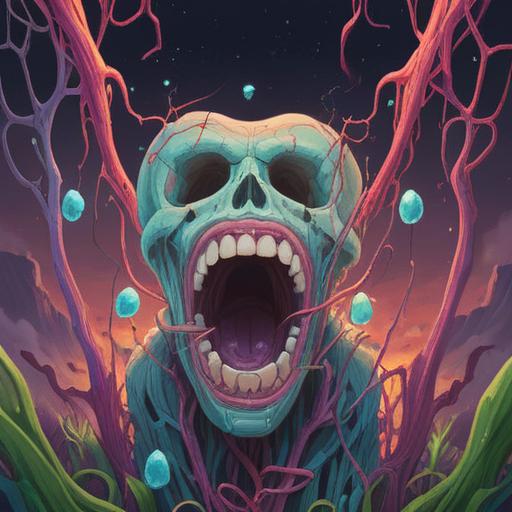 A conceptual illustration depicting a spiritual interpretation of wisdom teeth cavities, ethereal connections to inner growth, vibrant energy emanating from a tooth, symbolic imagery representing personal transformation, calming colors, mystical elements, abstract background, harmonious composition, 4k