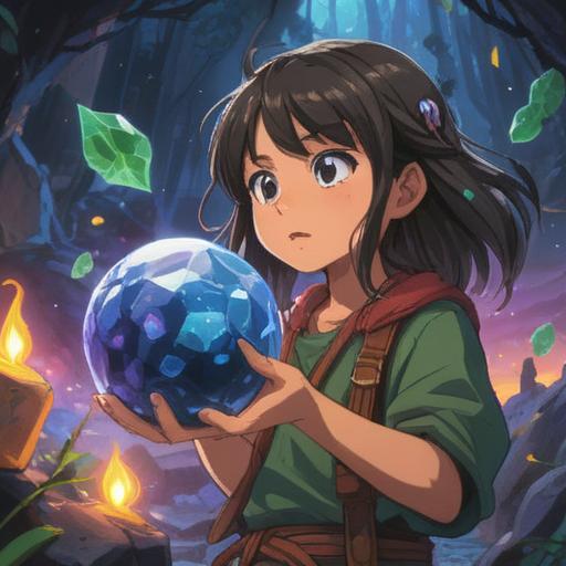 A captivating illustration of a magical scene featuring a healing lucky stone, a close-up view of the stone surrounded by tiny sparkling particles, symbolic representations of wisdom and healing, an enchanted forest background with soft lighting, an ethereal glow illuminating the stone, intricate details on the stone's surface, an atmosphere of tranquility and hope, vibrant colors, 4k