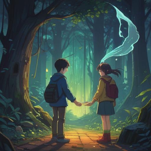 A symbolic representation of a strained parent-child relationship, ethereal imagery, contrasting emotions, shadows and light interplay, a broken connection represented by distance, spiritual essence depicted through nature, subtle hints of healing energy, thought-provoking atmosphere, 4k