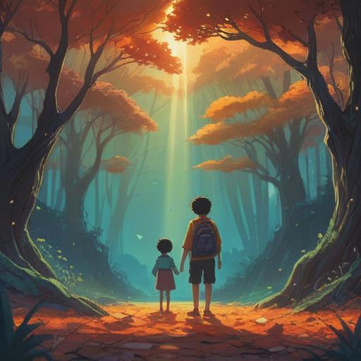 A serene yet somber scene depicting a parent and child standing apart, a subtle aura of tension in the air, symbolic representations of spiritual signs such as glowing orbs or feathers, a backdrop of a twilight sky to evoke reflection, gentle shadows contrasting with soft light, emotional expressions conveying distance and concern, intricate details suggesting unease, 4k