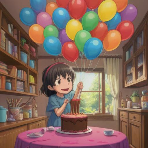 A heartwarming scene of a parent and child celebrating their shared birthday, surrounded by colorful balloons and a beautifully decorated cake, soft sunlight filtering through the trees, expressions of joy and love, spiritual symbols subtly incorporated in the background, togetherness and connection emphasized, vibrant colors, uplifting atmosphere, 4k