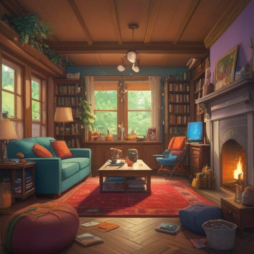 A heartwarming family scene, a parent and child engaging in a creative activity, a cozy living room filled with art supplies, soft lighting illuminating their joyful interaction, expressions of understanding and connection, vibrant colors showcasing their bond, peaceful atmosphere, 4k
