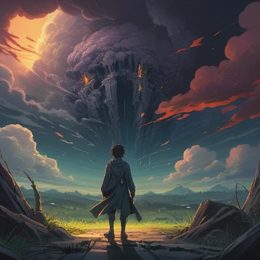 A surreal illustration depicting a conflicted soul, shadows representing inner turmoil, ethereal light breaking through dark clouds, symbolic imagery of a broken heart, abstract representations of pent-up emotions, a pathway leading towards healing, mystical symbols in the background, a sense of transformation, 4k