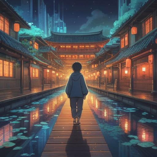 A serene illustration depicting a tranquil scene, Kanda Masaki surrounded by ethereal glowing energy, vibrant colors illuminating the surroundings, a mystical atmosphere, symbols of spiritual awakening, peaceful nature elements, transformative energy flowing, harmonious balance, inspiring expression, 4k