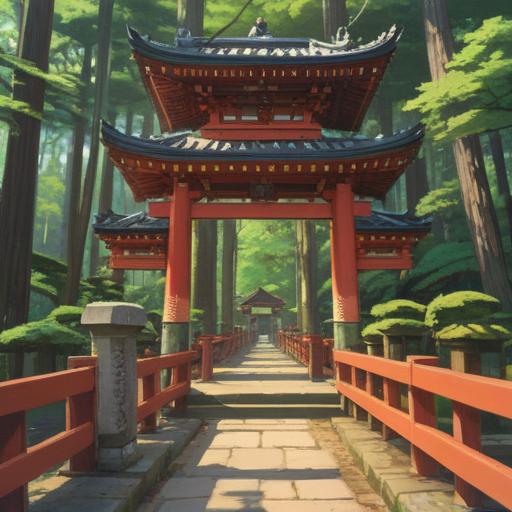 A serene scene at Kamikami Shrine, a tranquil atmosphere, visitors engaging with traditional rituals, lush green surroundings, intricate shrine architecture, a sense of spiritual connection, warm sunlight filtering through the trees, peaceful expression on people's faces, harmonious blend of nature and culture, high resolution