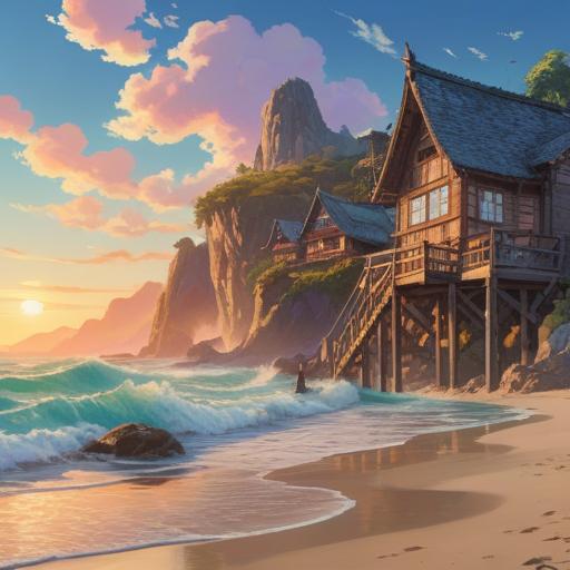 A serene coastal landscape at Kamoi Cape, ethereal light illuminating the scene, gentle waves lapping at the shore, a tranquil atmosphere filled with spiritual energy, lush greenery surrounding the cape, mystical signs manifesting in the clouds, a feeling of peace and hope, detailed textures in the sky and ocean, symbolizing positive omens, 4k