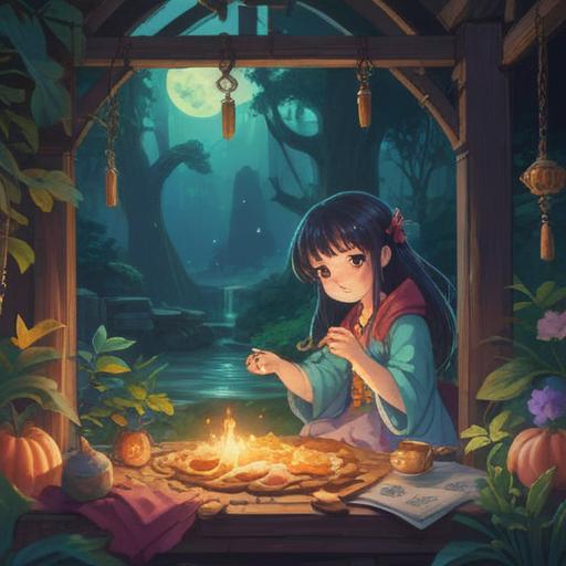 A mystical moment of feeling divine intervention, lucky charms surrounding a serene figure, soft ethereal glow, intricate patterns on the charms, vibrant natural scenery in the background, warm sunlight streaming through the trees, a sense of tranquility and hope, rich colors, emotional connection, 4k