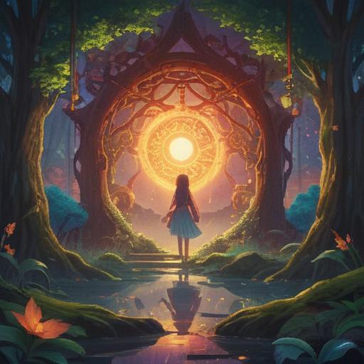 A spiritual charm representing the positive transformation of all things, intricate symbols of harmony and balance, surrounded by nature, glowing with ethereal light, imbued with energy, ancient wisdom, serene atmosphere, detailed textures, 4k