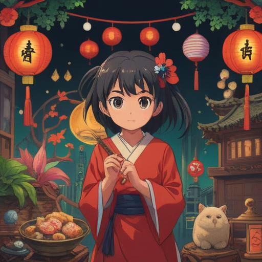 A hopeful scene depicting lucky items for overcoming New Year health troubles, vibrant colors, traditional Japanese motifs, various talismans such as omamori and lucky charms, serene indoor setting with a sense of renewal, Japanese New Year decorations, symbolic elements like medicinal herbs and warm tea, uplifting atmosphere, intricate details, inspirational vision, 4k