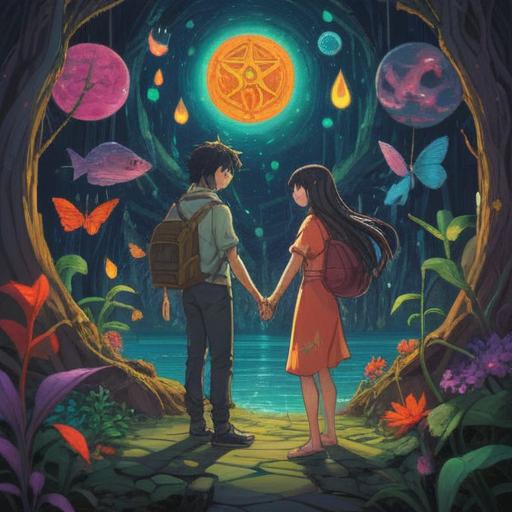 A detailed illustration representing the significance of spiritual signs in new relationships, various symbols and signs depicted, two figures engaging in conversation, surrounded by glowing energies and soft light, an ethereal forest setting, vibrant colors, a sense of connection and awareness, 4k