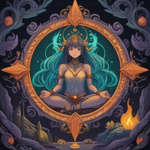 A mystical spiritual talisman symbolizing transformation and renewal, vibrant colors representing positive energy, intricate designs reflecting ancient wisdom, surrounded by glowing orbs of light, a serene nature setting in the background, harmonious and uplifting atmosphere, 4k quality