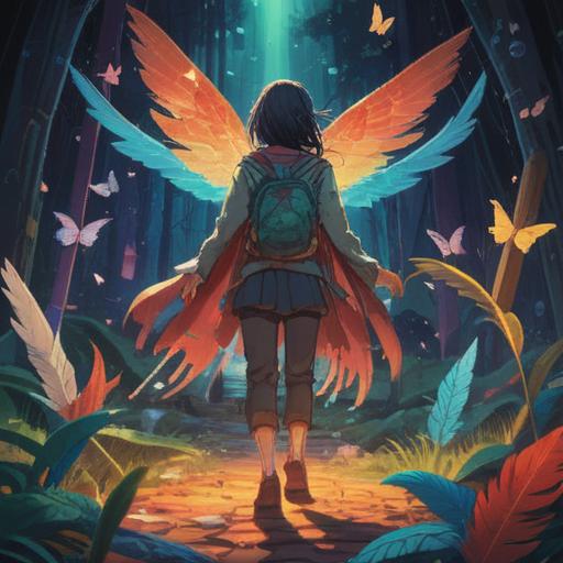 A tranquil scene depicting a person standing at the crossroads, surrounded by symbols of spiritual guidance, such as feathers, butterflies, and glowing orbs, a serene forest in the background, soft sunlight filtering through the trees, representing new beginnings, a sense of wonder and contemplation, inviting aura, 4k