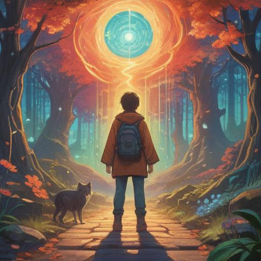 A serene illustration depicting a person standing at a crossroads, surrounded by ethereal light, a shimmering aura representing spiritual guidance, symbolic animals like a butterfly and an owl nearby, hints of nature such as trees and flowing water, a sense of contemplation and anticipation, vibrant colors depicting positive energy, mystical elements in the background, 4k