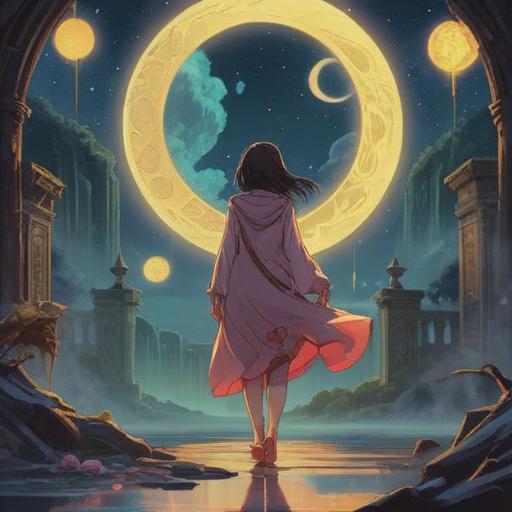 A serene scene depicting a person feeling unwell under a new moon, surrounded by ethereal light, spiritual symbols in the air, subtle nature elements like blooming flowers and gentle breezes, a sense of introspection and healing, cosmic energy flowing around, a peaceful yet alert atmosphere, 4k