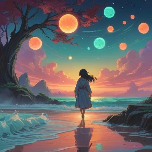 A serene visualization representing spiritual meaning of worry and anxiety, ethereal landscape, gentle waves of energy, soft glowing orbs, a figure meditating, surrounded by swirling thoughts, calming colors, contrasting shadows, peaceful yet contemplative atmosphere, 4k