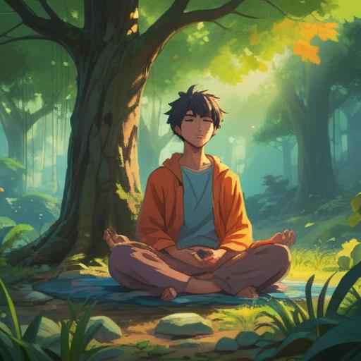 A serene scene depicting spiritual guidance, a person meditating under a tree, soft light filtering through leaves, symbols of peace and clarity around, ethereal presence of glowing orbs, gentle flow of energy, harmonious atmosphere, soothing colors, 4k