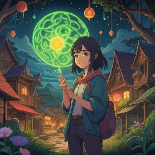 A whimsical scene featuring a person holding a unique lucky charm, surrounded by glowing symbols representing intuition and inner voice, a serene landscape in the background, vibrant colors, a sense of discovery and hope, magical aura, inspirational atmosphere, 4k
