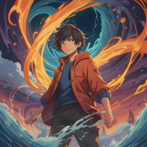 A serene yet chaotic scene, depicting a person surrounded by swirling energy, ethereal colors blending together, a sense of inner turmoil, spiritual symbols floating around, contrasting calmness and unrest, deep emotional expression, dreamlike atmosphere, 4k