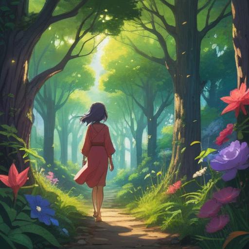 A serene, tranquil scene depicting a person engaging in a spiritual practice, surrounded by nature, gentle sunlight filtering through trees, vibrant flowers symbolizing luck, a sense of calm and positivity in the air, soft breeze creating a gentle ripple in a nearby stream, meditative posture, harmonious atmosphere, uplifting energy, 4k