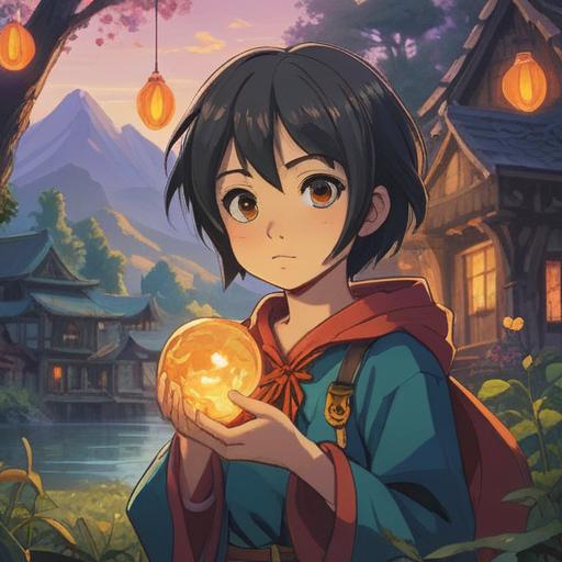 A serene illustration of a person holding a calming lucky charm, gentle colors, intricate details on the charm, a peaceful natural setting, soft morning light filtering through trees, a sense of tranquility and hope, subtle reflections in a nearby stream, comforting atmosphere, 4k