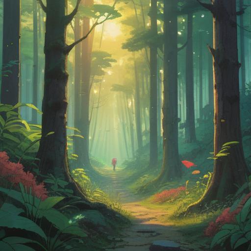 A serene and tranquil scene representing spiritual care for restoring mental stability, a peaceful forest setting with soft sunlight filtering through the trees, gentle flowing stream, meditative figure sitting in a lotus position, surrounded by calming nature, vibrant greenery, soothing colors, a sense of harmony and balance, 4k