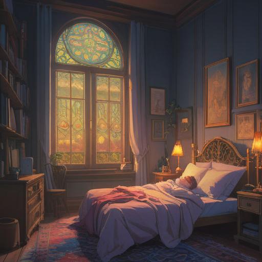 A serene scene depicting a person deeply asleep, surrounded by ethereal light and soft shadows, dreamlike ambiance, subtle hints of spiritual symbols like feathers and crescent moons, tranquil atmosphere, emphasizing the hidden spiritual signs related to the strong desire to sleep, 4k