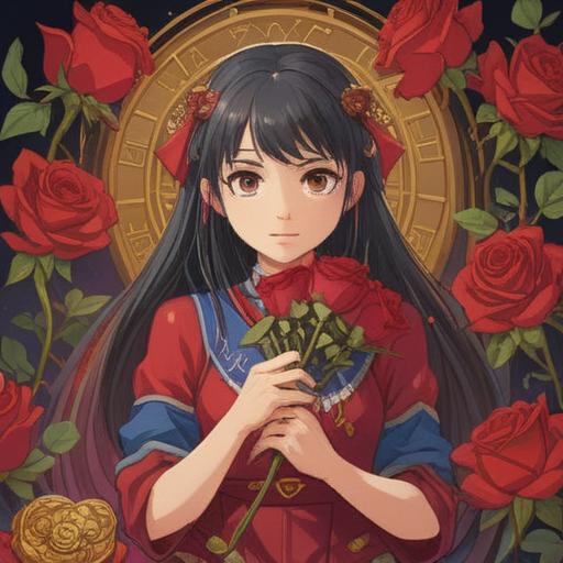 A charming illustration of lucky items to enhance love fortune, featuring a beautifully arranged bouquet of red roses, a sparkling love charm, and a pair of intertwined hearts, warm and inviting colors, soft focus, intricate details, romantic ambiance, elements of nature like butterflies and twinkling stars, 4k