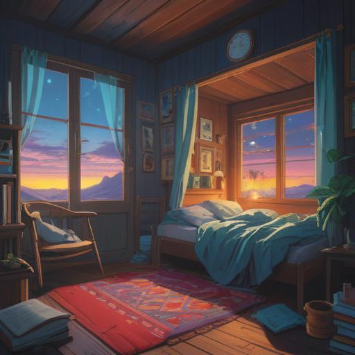 A tranquil scene depicting a person peacefully asleep in a cozy bedroom, soft light filtering through a window, gentle waves of energy surrounding the figure, symbols of spiritual awakening in the air, a sense of calm and serenity, dreamlike atmosphere, subtle hints of nature outside, 4k