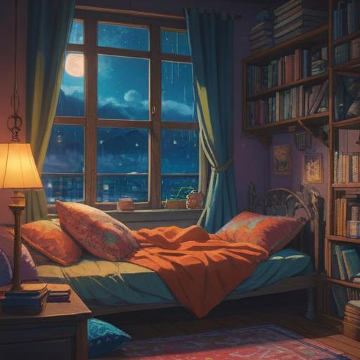 A serene and calming scene depicting a person peacefully sleeping in a cozy room, surrounded by soft pillows and gentle light filtering through the curtains, ethereal aura symbolizing spiritual awakening, dream-like quality indicating restful energy, tranquil color palette, hints of nature outside the window, evoking a sense of fulfillment and inner peace, 4k