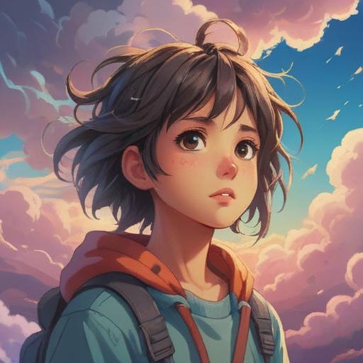 A serene scene depicting a person surrounded by fluffy clouds, feeling a deep sense of exhaustion, ethereal light illuminating their face, symbols of spirituality like feathers and stars gently floating around, a soft, dreamlike atmosphere, conveying the struggle between the desire for rest and inner awareness, tranquil color palette, 4k