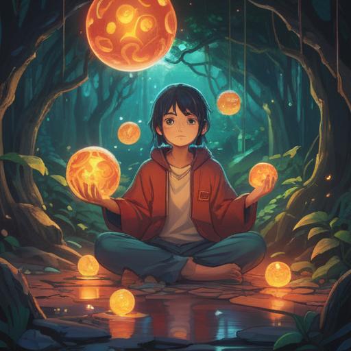 A serene and ethereal scene depicting a person in a meditative pose, surrounded by soft, glowing orbs of light, dreamlike atmosphere, a starry night sky above, symbols of spirituality gently swirling around, peaceful expression, conveying a sense of alertness despite the calm, vivid colors, 4k