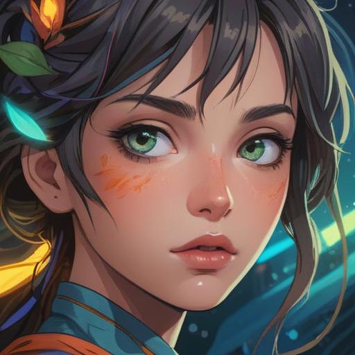 A serene and mystical illustration, a close-up of a woman's face with a beauty mark on her lip, glowing aura surrounding her, representing good fortune and spiritual awakening, ethereal light illuminating her features, peaceful expression, soft focus background, 4k