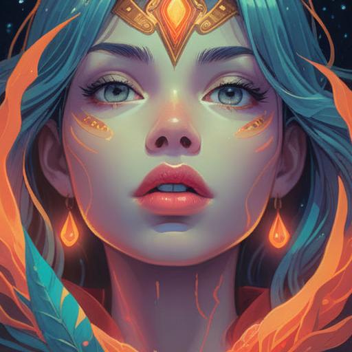 A mystical illustration depicting spiritual signs, a close-up of lips vibrating with energy, glowing aura surrounding the face, ethereal light illuminating the scene, symbols of awareness and caution in the background, serene color palette, introspective atmosphere, 4k