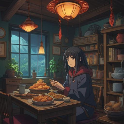 A serene and introspective scene, a person sitting in a quiet room, surrounded by untouched food, dim lighting creating a moody atmosphere, soft shadows reflecting feelings of anxiety, symbols of spiritual awakening like crystals and candles in the background, a gentle breeze moving curtains, conveying a sense of inner turmoil, 4k