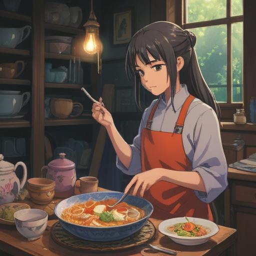 A serene and mystical illustration, a person handling fragile dishware with care, soft ethereal light surrounding them, symbolic representations of caution in the form of glowing orbs, delicate shards of broken glass hinting at spiritual warnings, vibrant colors blending harmoniously, a tranquil setting evoking mindfulness, 4k