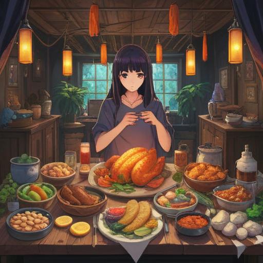 A serene spiritual scene depicting the concept of overindulgence as a positive sign, an abundant table filled with various delicious foods, warm inviting colors, surrounded by peaceful nature, gentle light illuminating the scene, a sense of contentment and abundance, individuals enjoying the feast in harmony, symbolic elements representing gratitude and joy, 4k