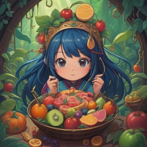 A whimsical illustration of a lucky charm symbolizing reduced appetite, featuring a small, colorful talisman with food elements like a tiny fruit and a bowl, placed on a dining table, surrounded by an inviting atmosphere, warm lighting, and minimal food items to convey the theme of moderation, 4k
