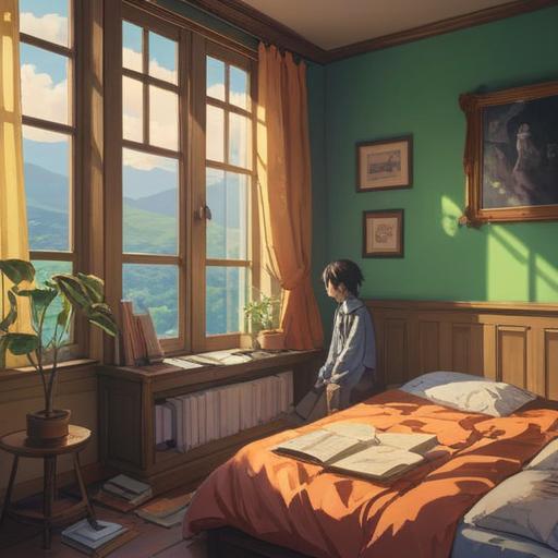 A serene and inspiring scene depicting a person waking up with a dream journal beside them, sunlight filtering through a window, soft morning light illuminating the pages filled with colorful drawings and notes, a cozy bedroom atmosphere, hints of nature visible outside, peaceful expressions, elements symbolizing creativity and self-discovery, 4k