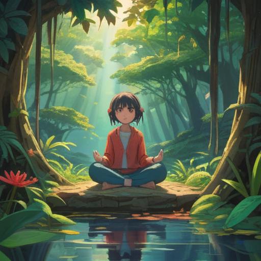A serene and introspective scene, a person meditating in a peaceful setting, surrounded by nature, gentle sunlight filtering through leaves, symbolic representations of spiritual signs like feathers and light orbs, calm expression, reflecting internal awareness, natural elements, vivid colors, realistic details, 4k