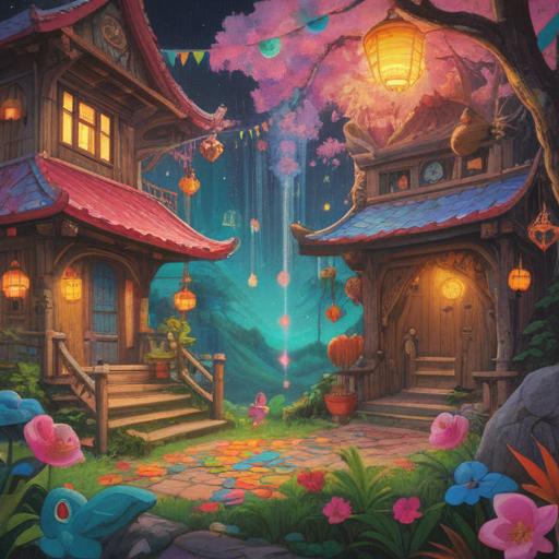 A whimsical illustration of various lucky charms representing continuity, vibrant colors, diverse shapes and designs of charms, surrounded by symbols of good luck, intricate details showcasing cultural elements, uplifting atmosphere, enchanting visuals, 4k