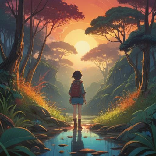 A serene and ethereal scene depicting a person standing at a crossroads, illuminated by a gentle, divine light, surrounded by nature, symbolic signs floating in the air, guiding them toward a path of enlightenment, soft and inviting atmosphere, 4k