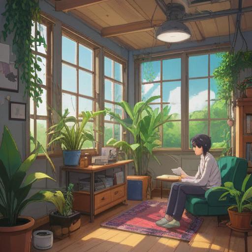 A tranquil office setting, plants and natural light, supportive colleagues chatting, a cozy relaxation corner with comfortable seating, inspiring motivational posters on the walls, presence of mindfulness practices like meditation, warm and inviting atmosphere, diverse individuals engaged in positive interactions, harmonious workspace, 4k