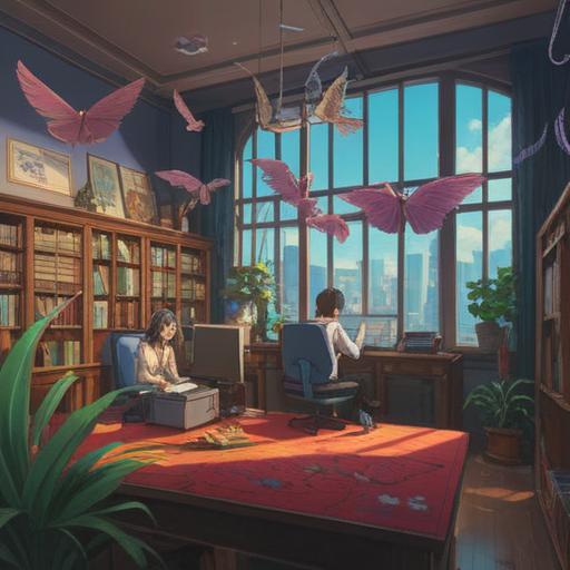 Symbolic farewell at the workplace, people exchanging heartfelt goodbyes, spiritual signs like feathers or butterflies in the scene, warm light symbolizing transition, emotional expressions, a sense of closure, diverse coworkers, tranquil atmosphere, 4k