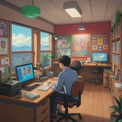 A serene office environment, employees interacting harmoniously, visible lucky charms on desks, symbols of positivity and good luck, calming colors, subtle highlights, encouraging atmosphere, effective communication, 4k