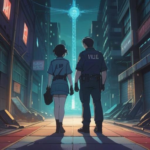 A spiritual interpretation of police questioning, showing an ethereal encounter between a police officer and a person seeking truth, a mystical aura surrounding the scene, deep eye contact conveying knowledge and understanding, symbols of enlightenment in the background, soft light illuminating the faces, a blend of realism and surrealism, 4k