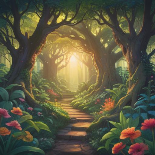 A serene illustration of a lush garden, vibrant plants reaching towards the sunlight, intertwined roots symbolizing connection to the earth, soft glowing orbs representing positive energy, gentle breeze rustling leaves, serene atmosphere, lush greenery, spiritual symbols subtly incorporated, 4k